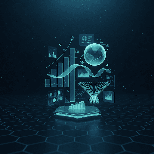 Abstract visualization of data flow representing AI-driven advertising